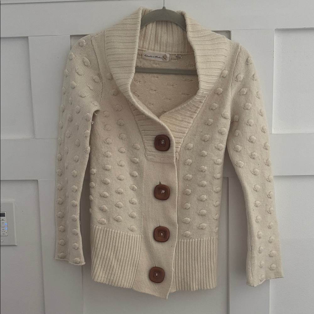 Anthropologie Cream Textured Cardigan